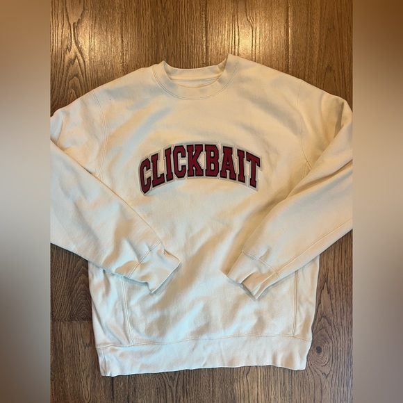 Clickbait Cream Maroon Crewneck Sweatshirt Large EUC - Picture 1 of 5